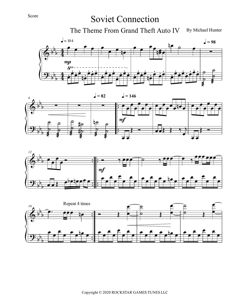 Soviet Connection ? The Theme From Grand Theft Auto IV Piano Solo scores gallery preview page 1
