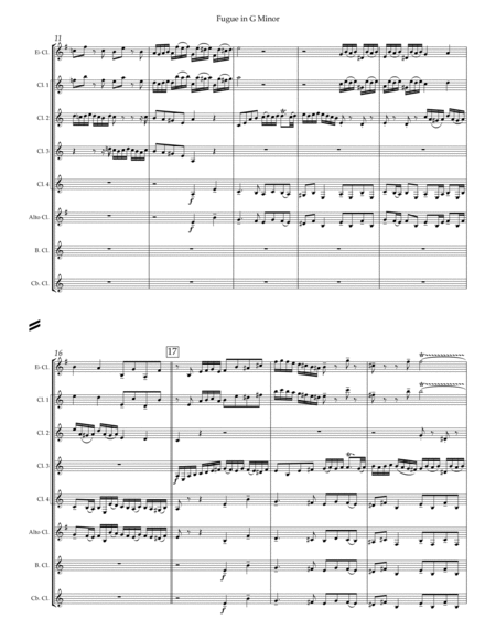 Fugue in G Minor "Little" (arr. clarinet ensemble) image number null