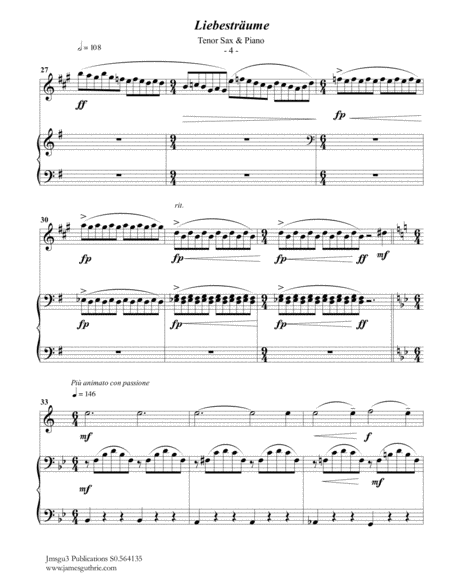 Liszt: Liebestraume for Tenor Sax & Piano image number null