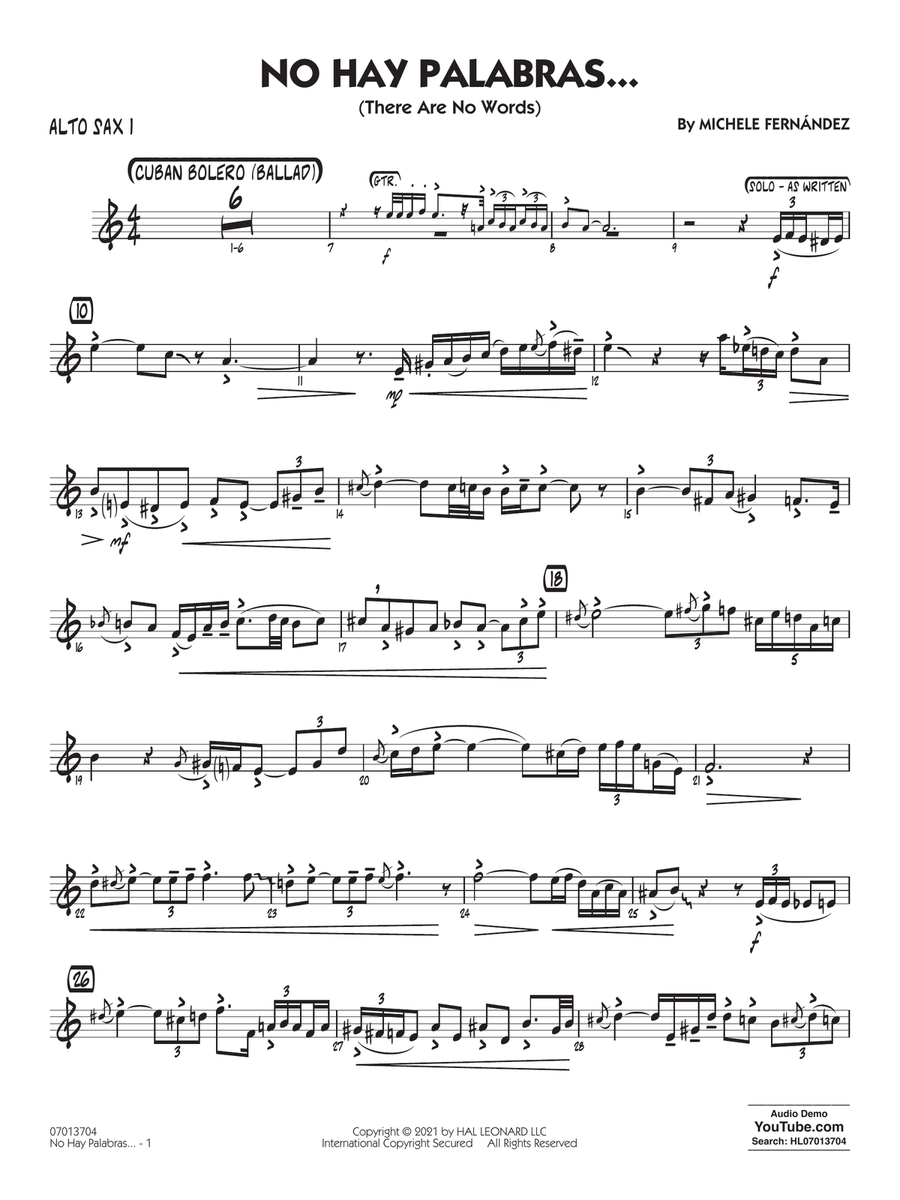 No Hay Palabras... (There Are No Words) - Alto Sax 1
