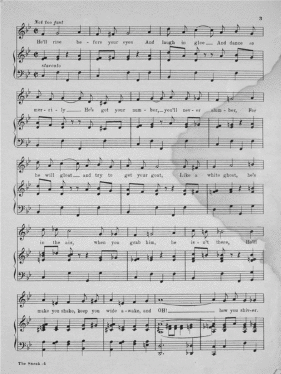 The Sneak. Novelty Fox-Trot. Song Voice scores gallery preview page 3