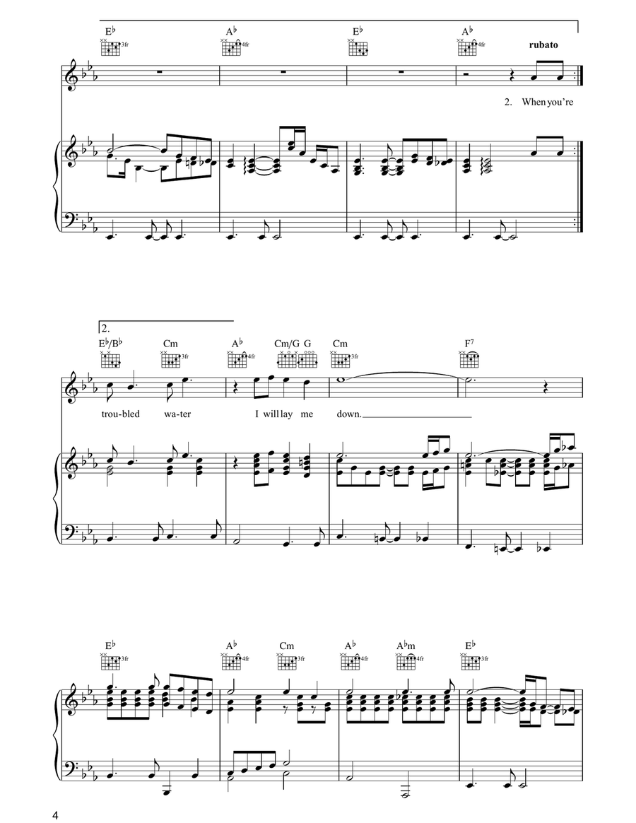 Bridge Over Troubled Water Piano, Vocal, Guitar scores gallery preview page 4