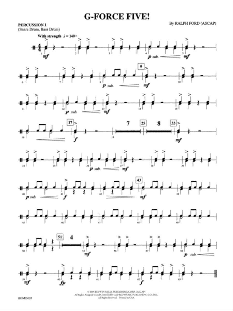 G-Force Five!: 1st Percussion Concert Band scores gallery preview page 1