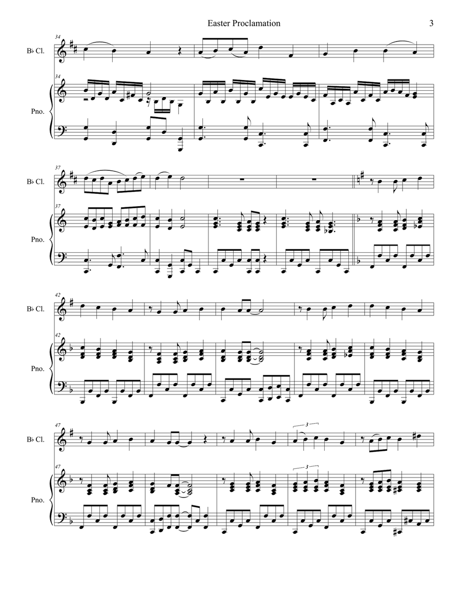 Easter Proclamation (The Risen Christ) (Bb-Clarinet solo and Piano) Clarinet Solo scores gallery preview page 3