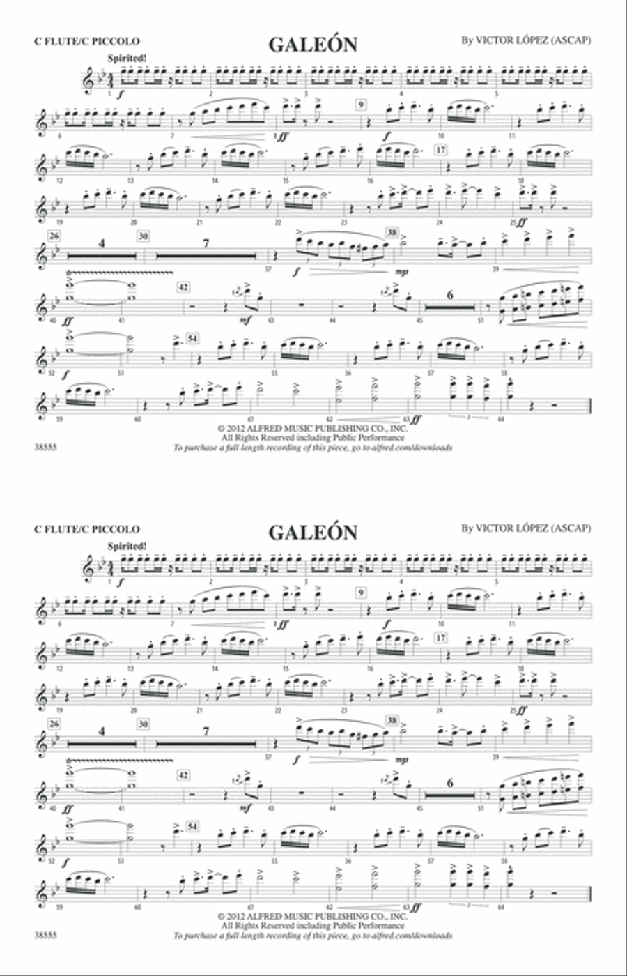 Galeón: Flute Galeón: Flute Marching Band scores gallery preview page 1
