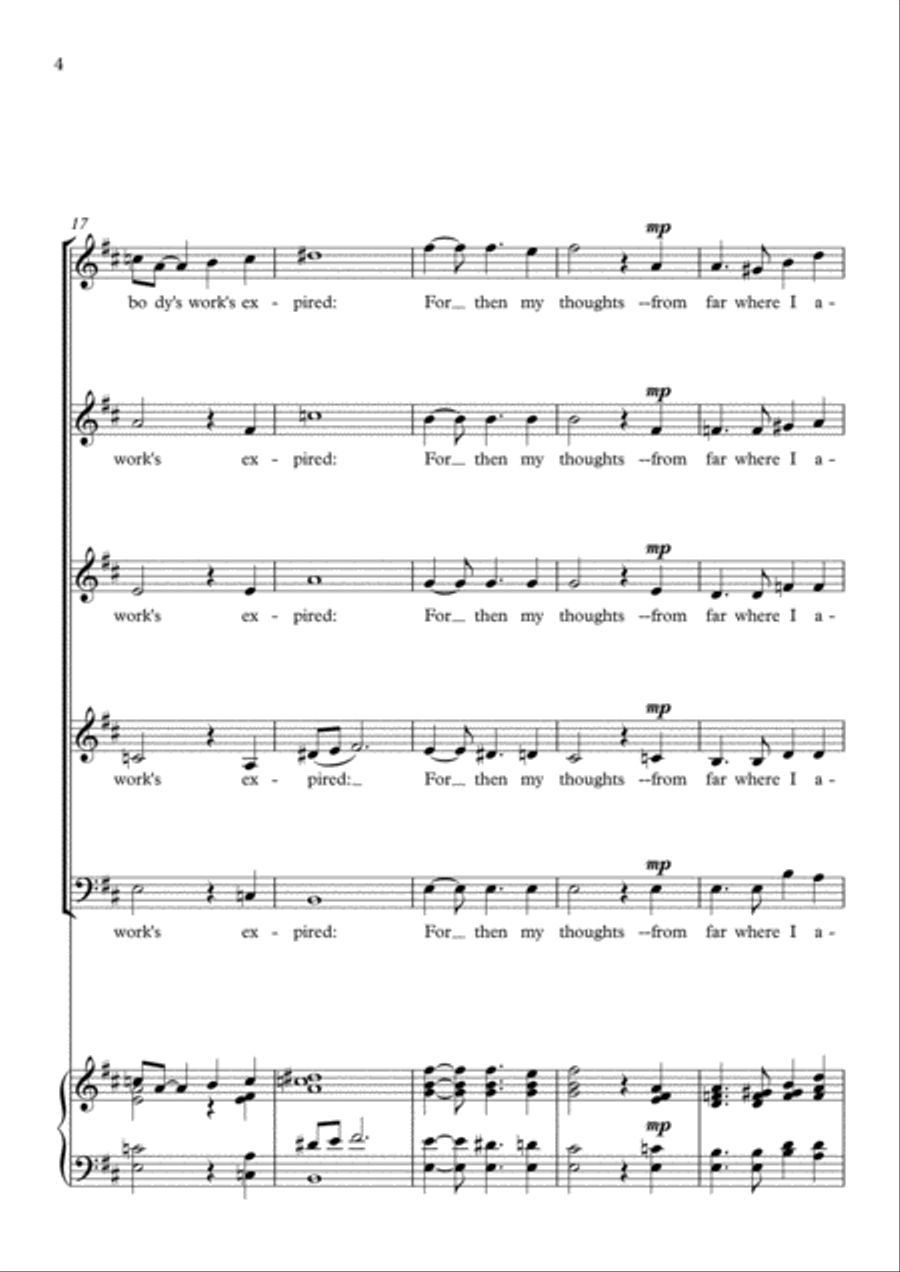 Sonnet 27 - Weary With Toil - Choir SSAAB 3-Part scores gallery preview page 4