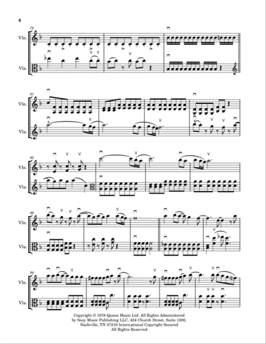 Don't Stop Me Now String Duet scores gallery preview page 4