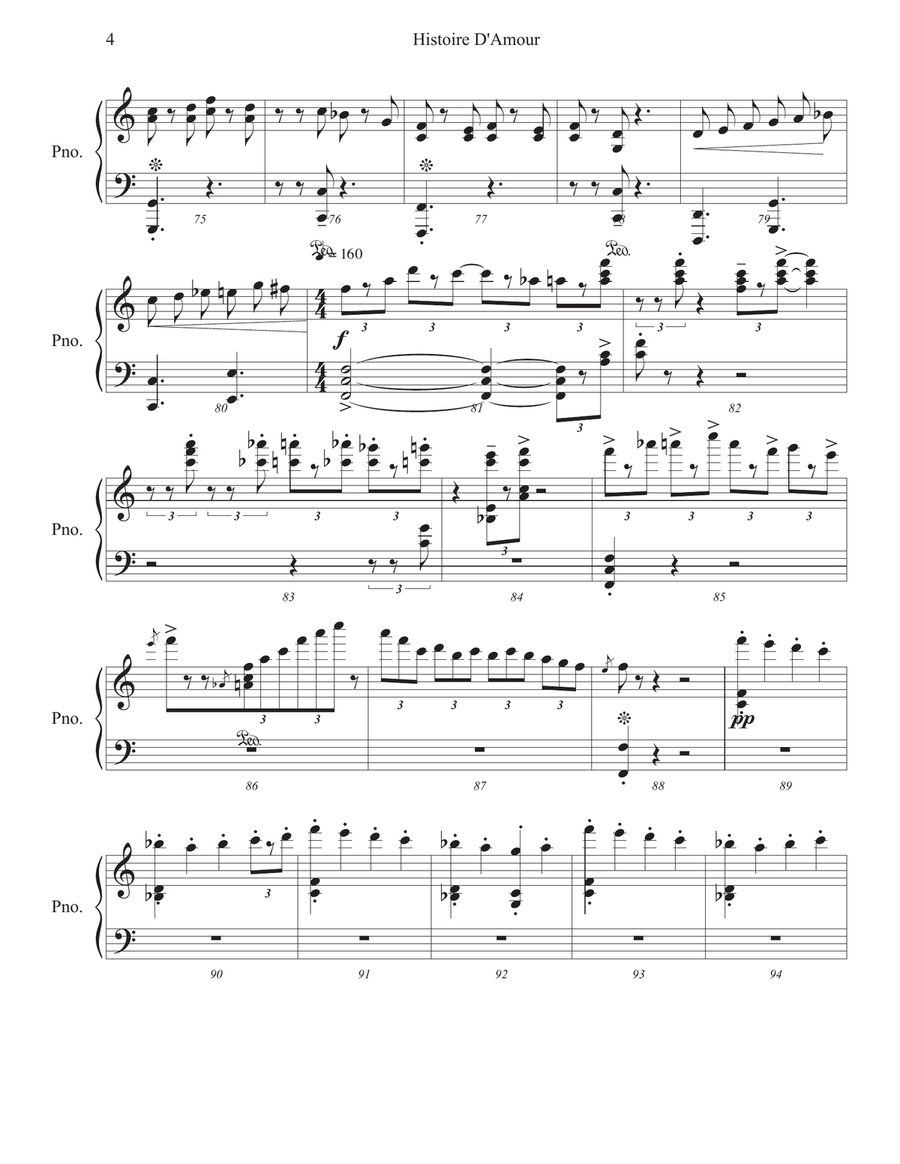 Histoire D'Amour Histoire D'Amour Piano Solo scores gallery preview page 4