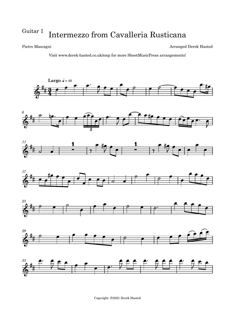 Intermezzo from Cavalleria Rusticana - 4 intermediate guitars Guitar Ensemble scores gallery preview page 4