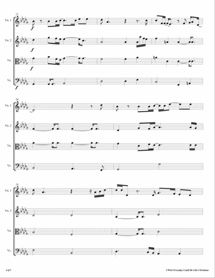 I Wish Everyday Could Be Like Christmas String Quartet scores gallery preview page 5