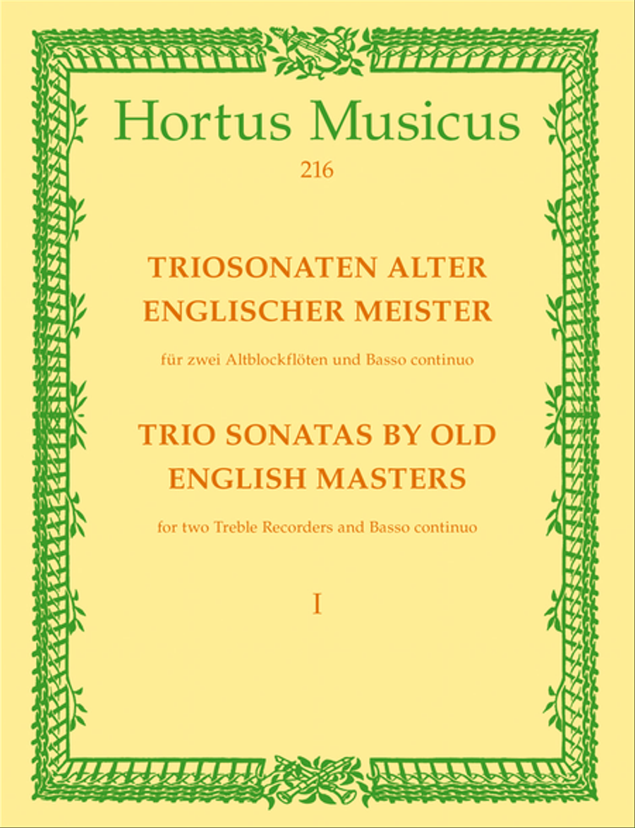 Triosonaten alter englischer Meister for 2 Treble Recorders and Basso continuo