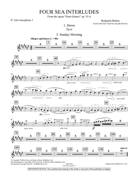 Four Sea Interludes (from the opera "Peter Grimes") - Eb Alto Saxophone 1