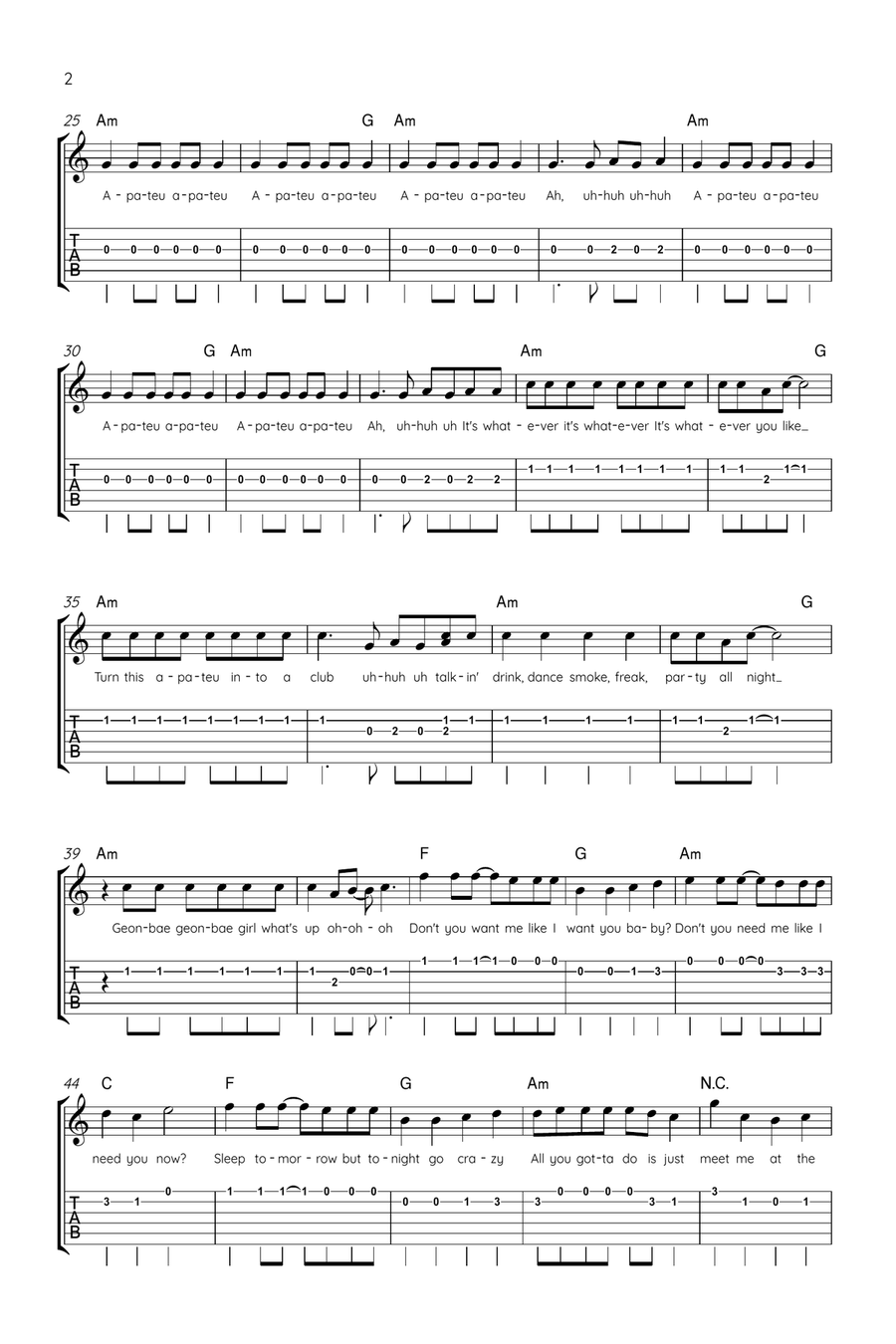 Apt. Acoustic Guitar scores gallery preview page 2