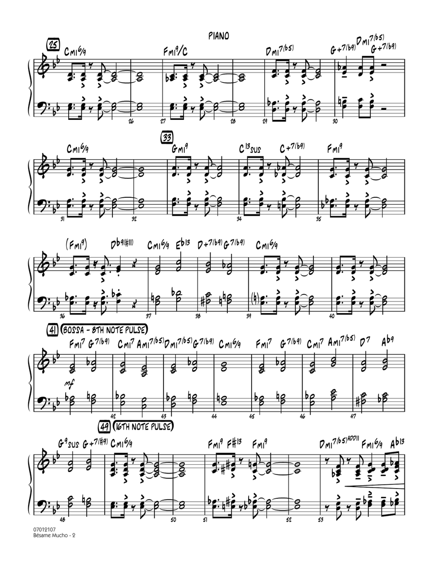 Besame Mucho (Kiss Me Much) - Piano Jazz Ensemble scores gallery preview page 2