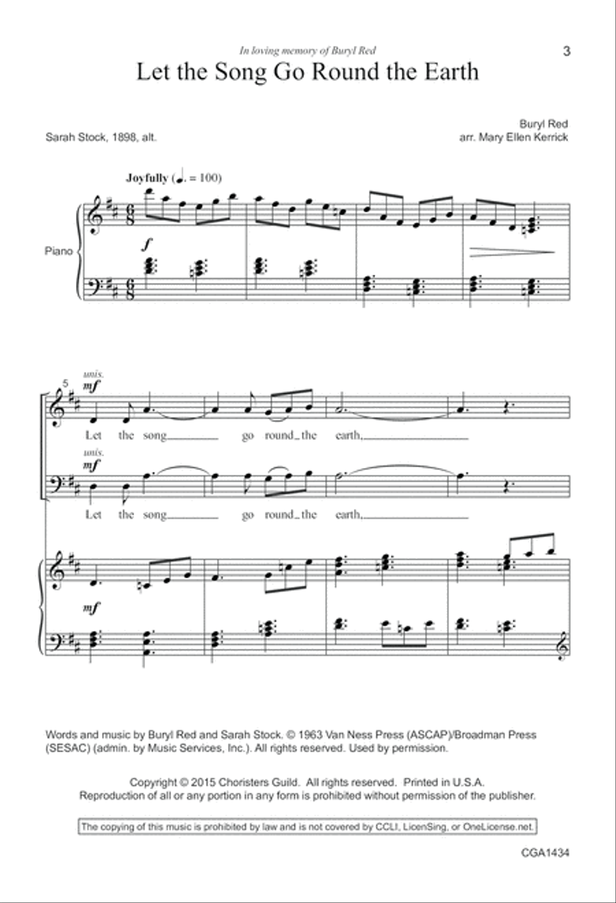 Let the Song Go Round the Earth 4-Part scores gallery preview page 3