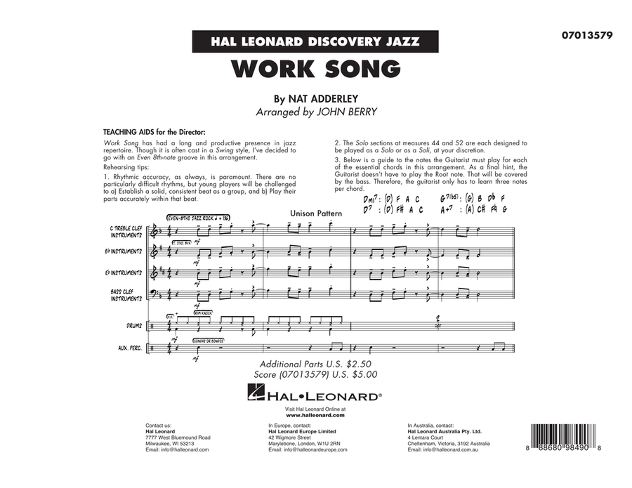 Work Song (arr. John Berry) - Conductor Score (Full Score)