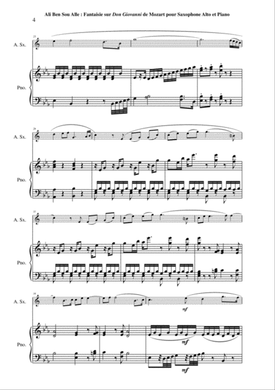 Ali Ben Sou Alle: Fantaisie sur Don Giovanni de Mozart for alto saxophone and piano Alto Saxophone scores gallery preview page 4