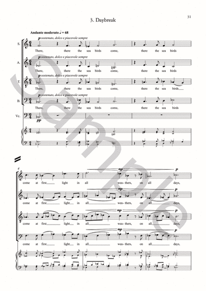 At First Light for Double Choir and Violoncello (Vocal Score)