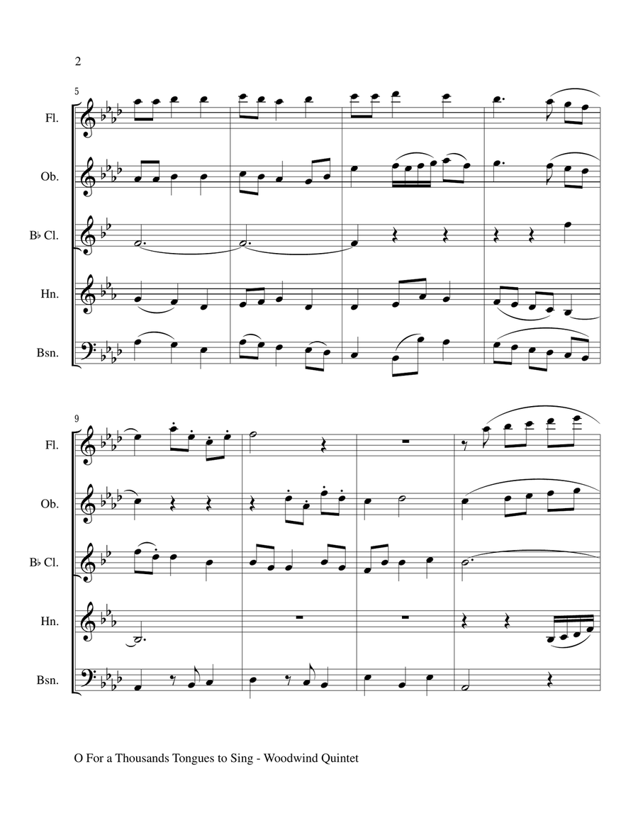 O FOR A THOUSAND TONGUES TO SING (Woodwind Quintet - Flute..Oboe..Bb Clarinet..Horn and Bassoon) O FOR A THOUSAND TONGUES TO SING (Woodwind Quintet - Flute..Oboe..Bb Clarinet..Horn and Bassoon) Woodwind Quintet scores gallery preview page 2
