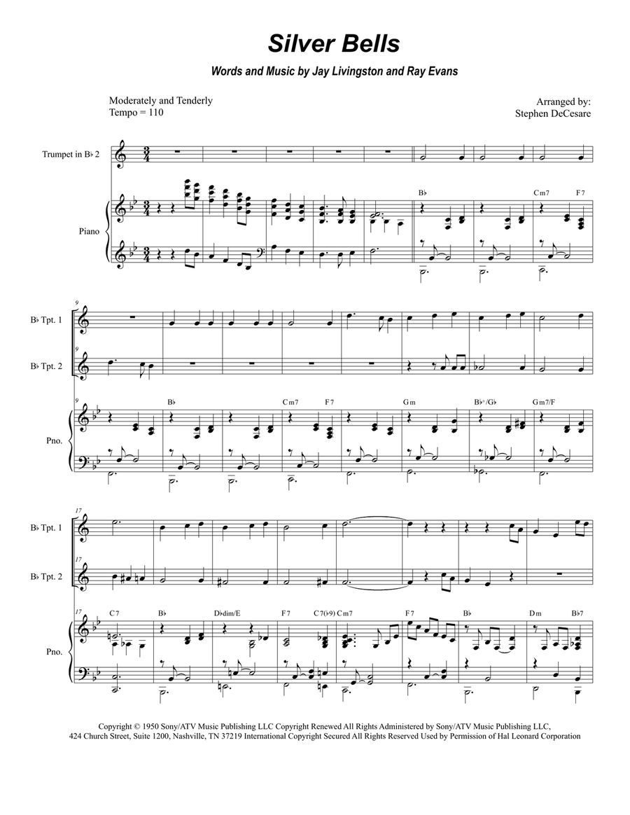 Silver Bells Trumpet Duet scores gallery preview page 1