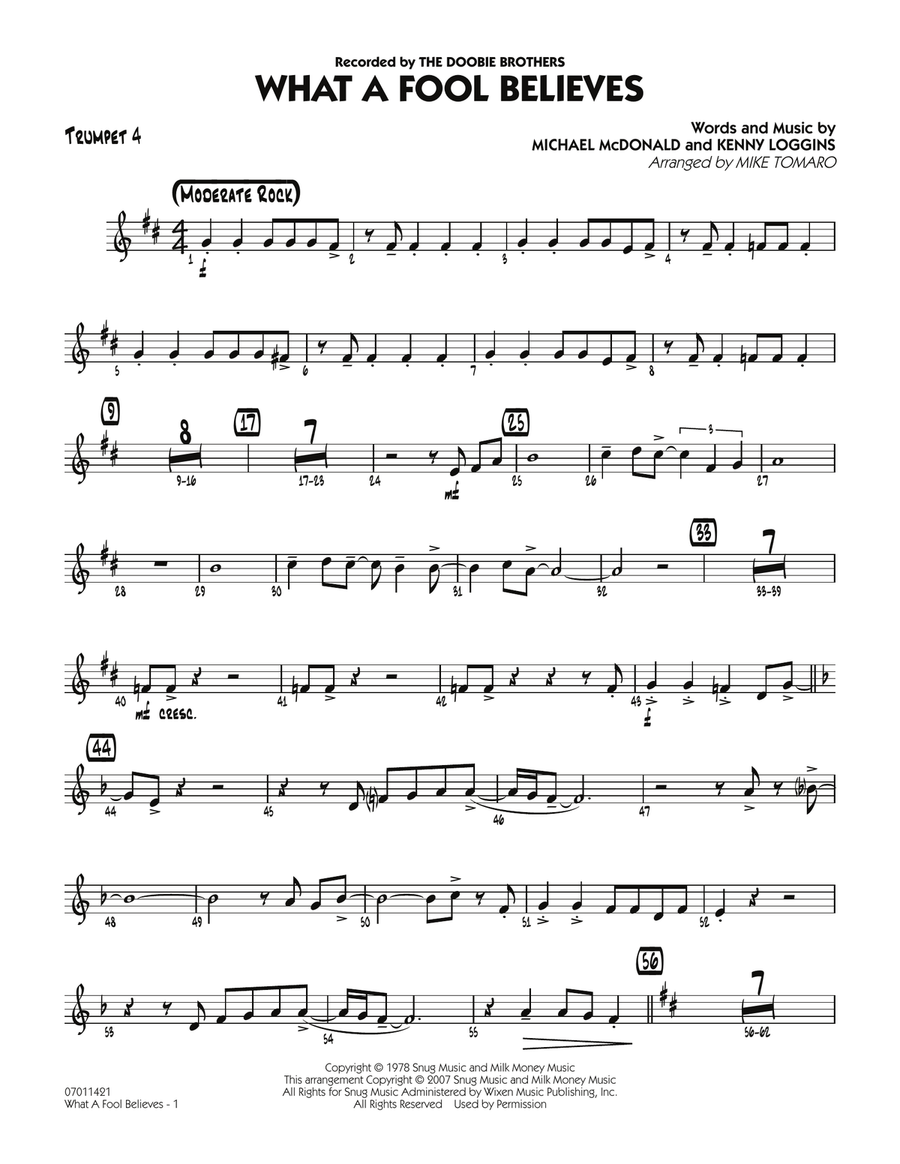 What A Fool Believes - Trumpet 4 Jazz Ensemble scores gallery preview page 1