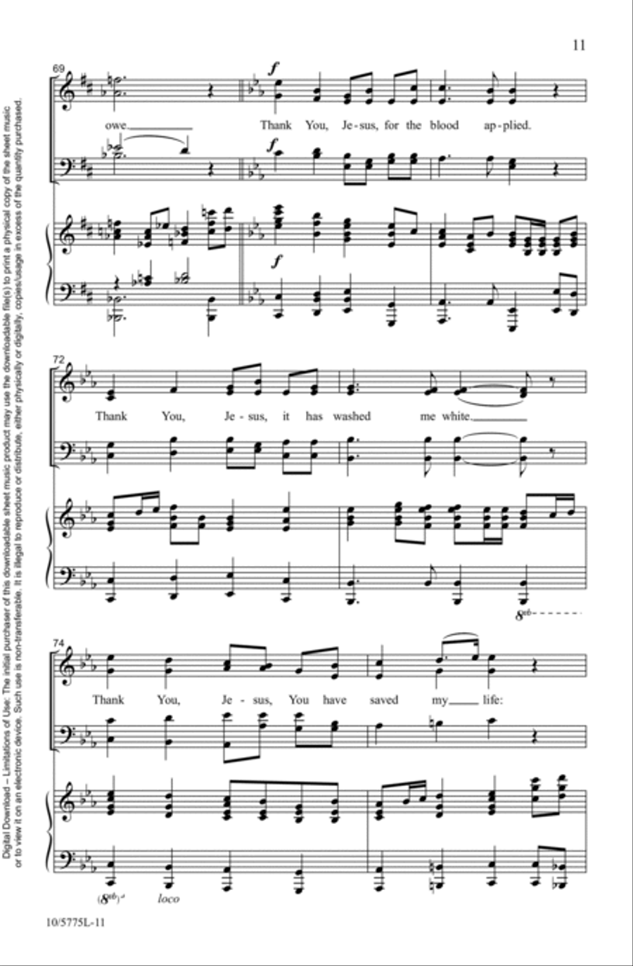 Thank You, Jesus, For the Blood Choir scores gallery preview page 11
