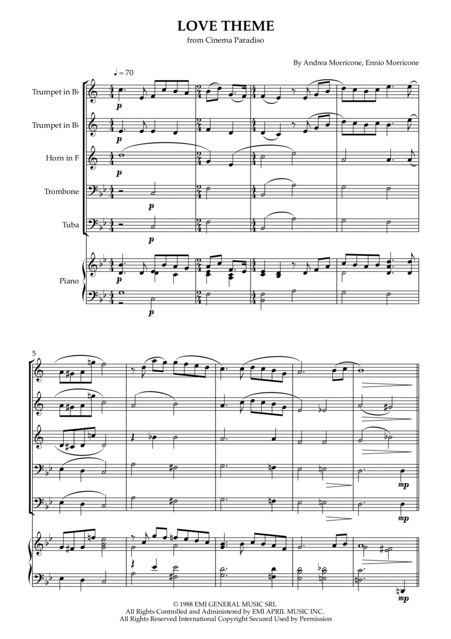 Love Theme (tema D'amore) Horn scores gallery preview page 1