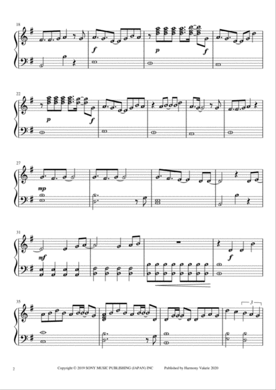 Gurenge Easy Piano scores gallery preview page 2