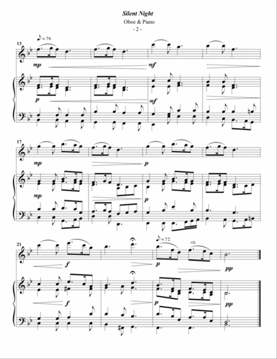 Silent Night for Oboe & Piano Piano scores gallery preview page 2