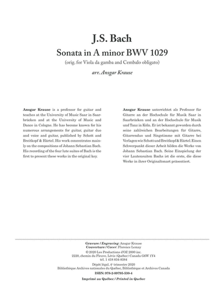 Sonata in A minor BWV 1029