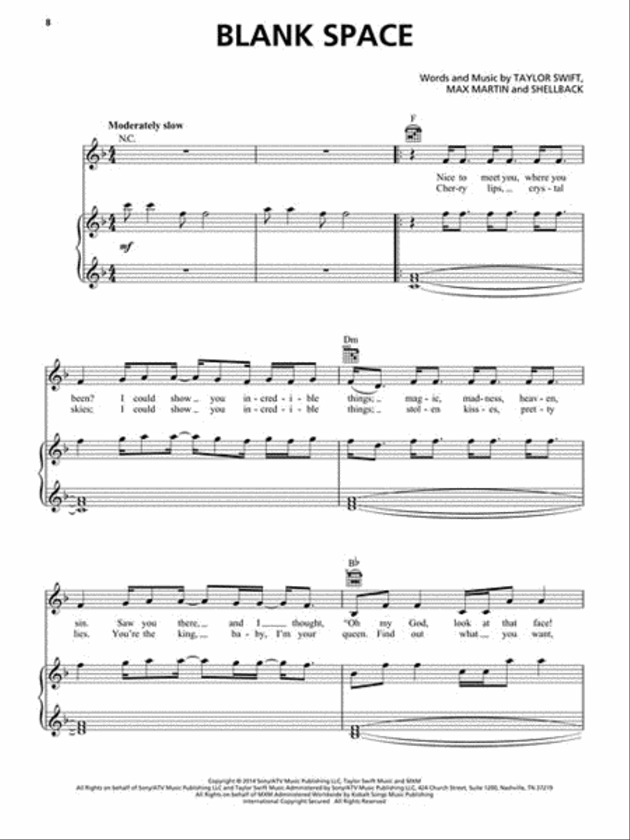 Taylor Swift – 1989 Piano, Vocal, Guitar scores gallery preview page 3