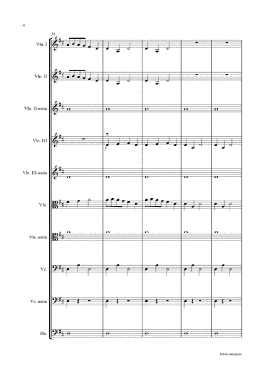 Frere Jacques (Flexible string quartet/ensemble) String Quartet scores gallery preview page 5
