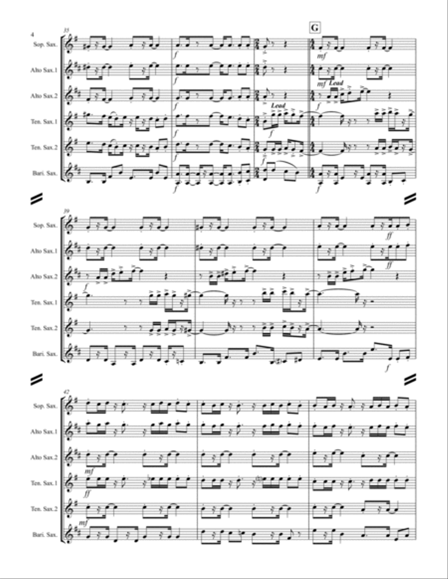 Tijuana Taxi Saxophone Quintet scores gallery preview page 5