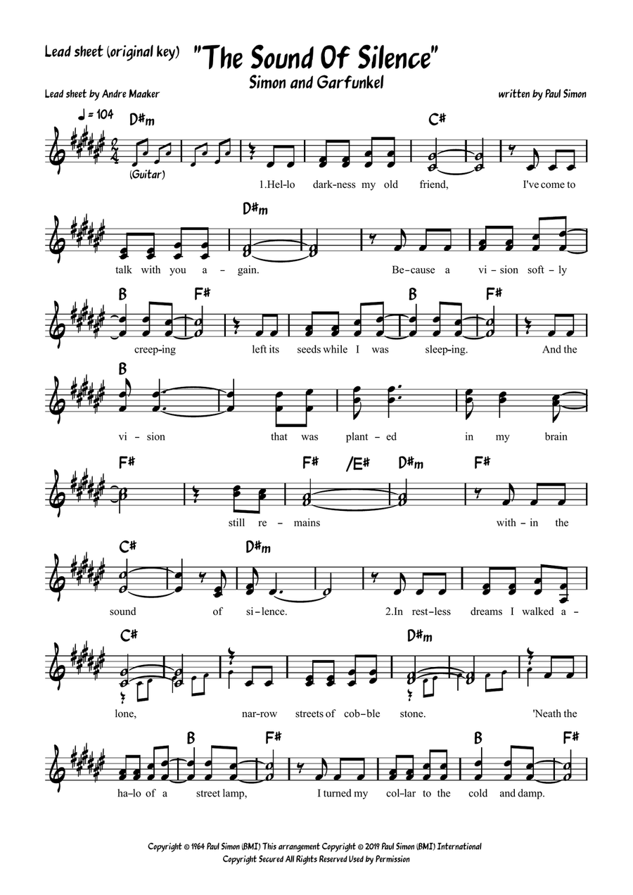The Sound Of Silence Piano scores gallery preview page 4