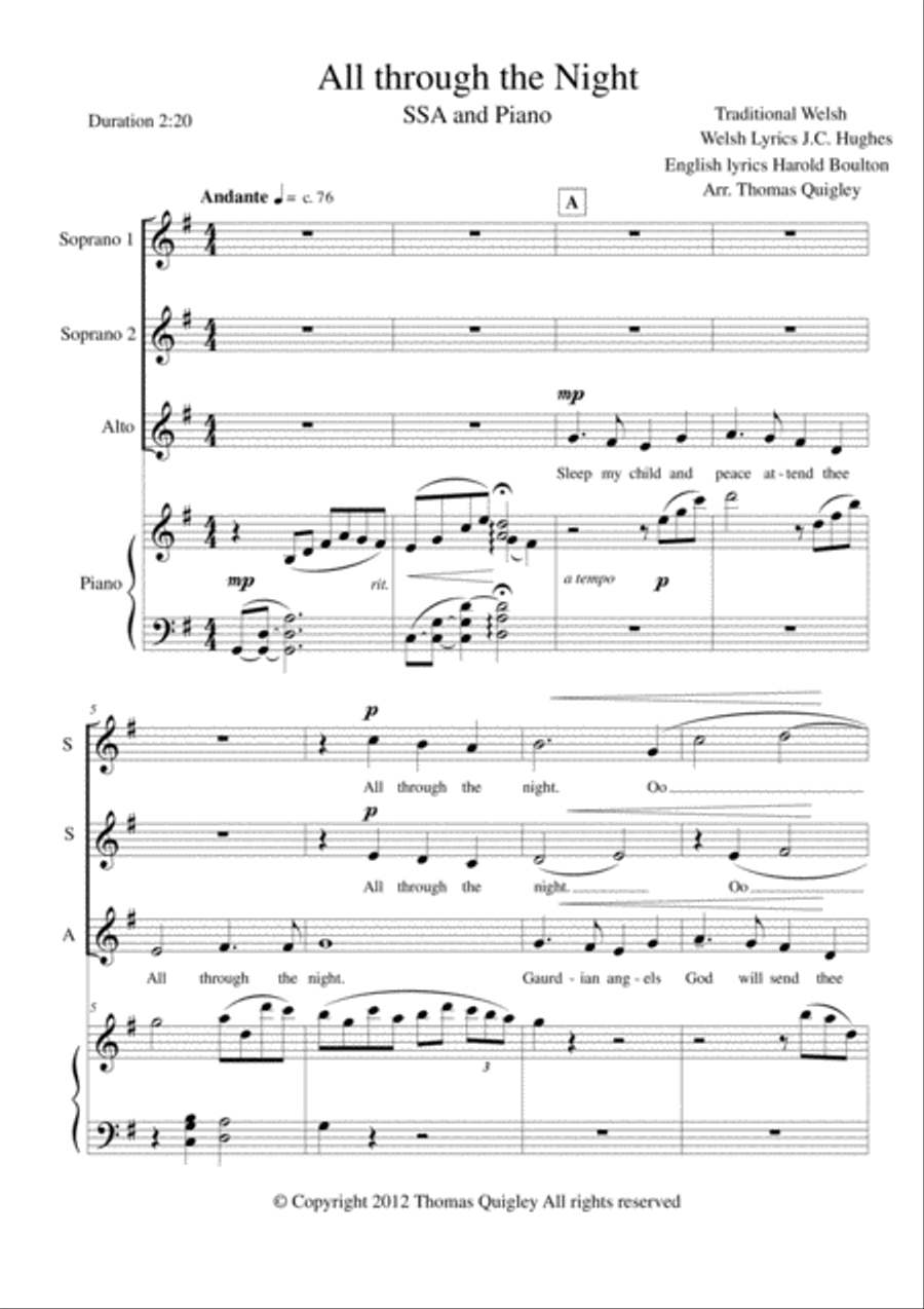 All through the Night SSA scores gallery preview page 1