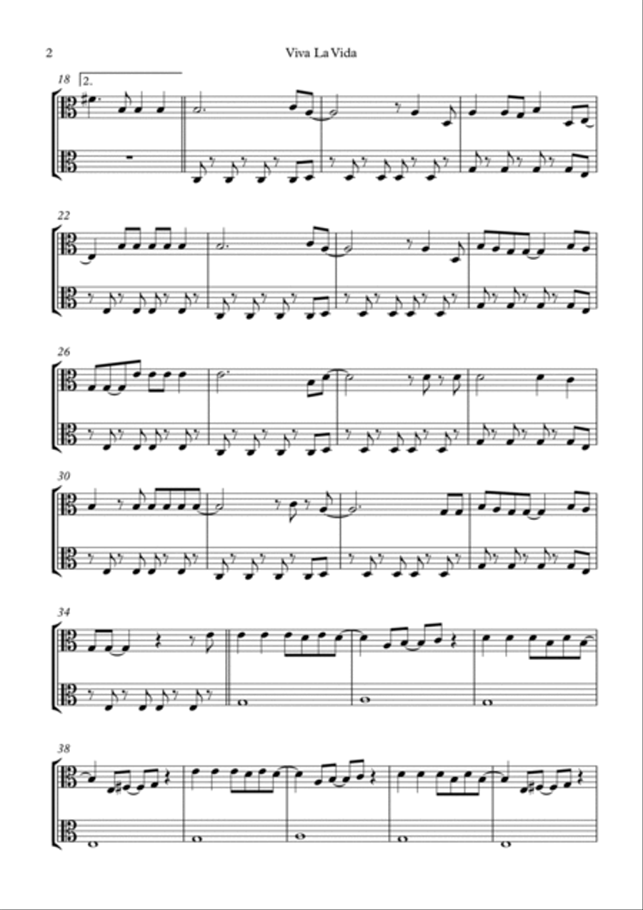 Viva La Vida Viva La Vida String Duet scores gallery preview page 2