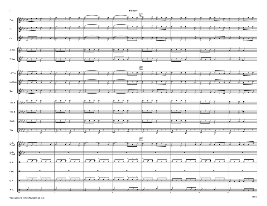 When Johnny Comes Marching Home Marching Band scores gallery preview page 6