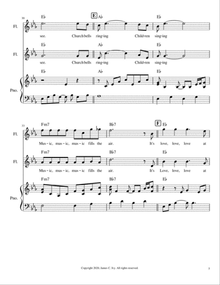 Love At Christmas for Two Flutes and Piano Flute Duet scores gallery preview page 6