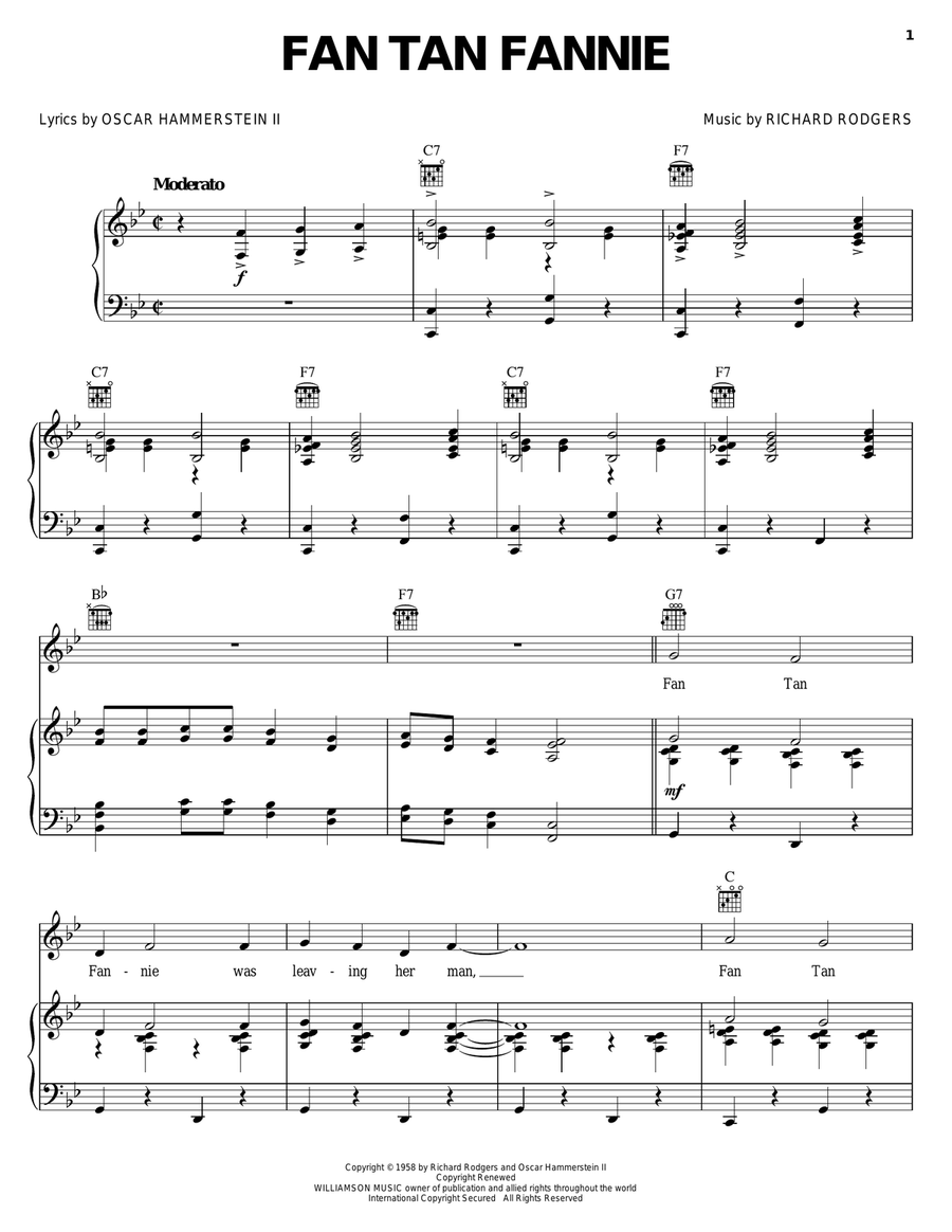 Fan Tan Fanny Piano, Vocal, Guitar scores gallery preview page 1