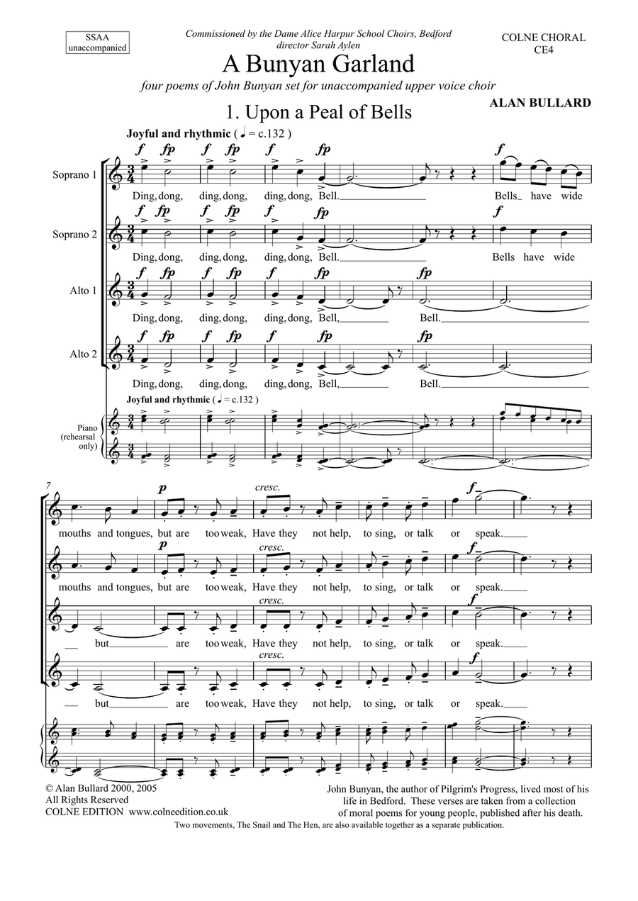 A Bunyan Garland, for SSAA choir unaccompanied SSAA scores gallery preview page 1