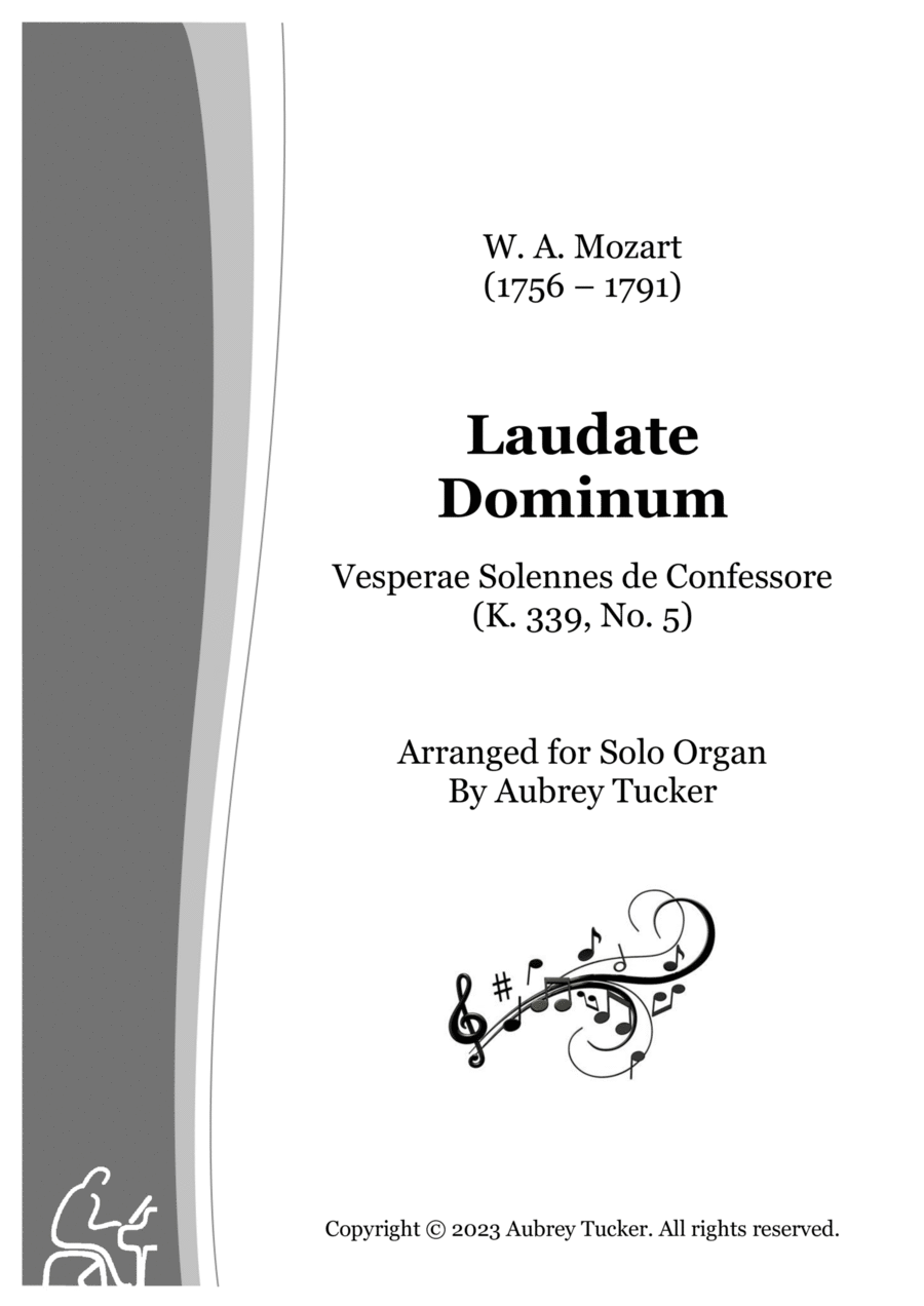 Organ: Laudate Dominum - Vesperae Solennes de Confessore (K. 339, No. 5) - W. A. Mozart Organ Solo scores gallery preview page 1