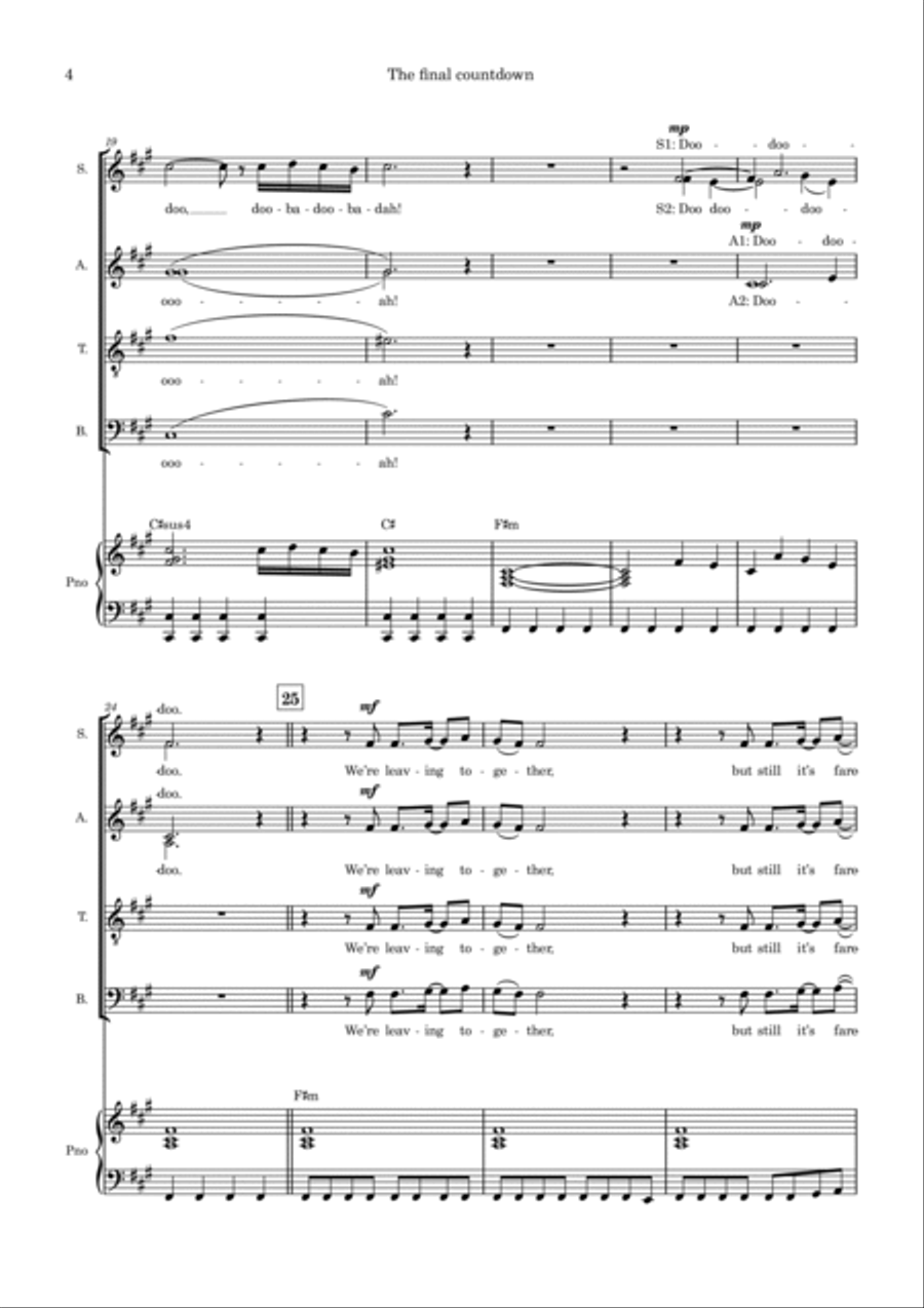 Final Countdown 4-Part scores gallery preview page 4