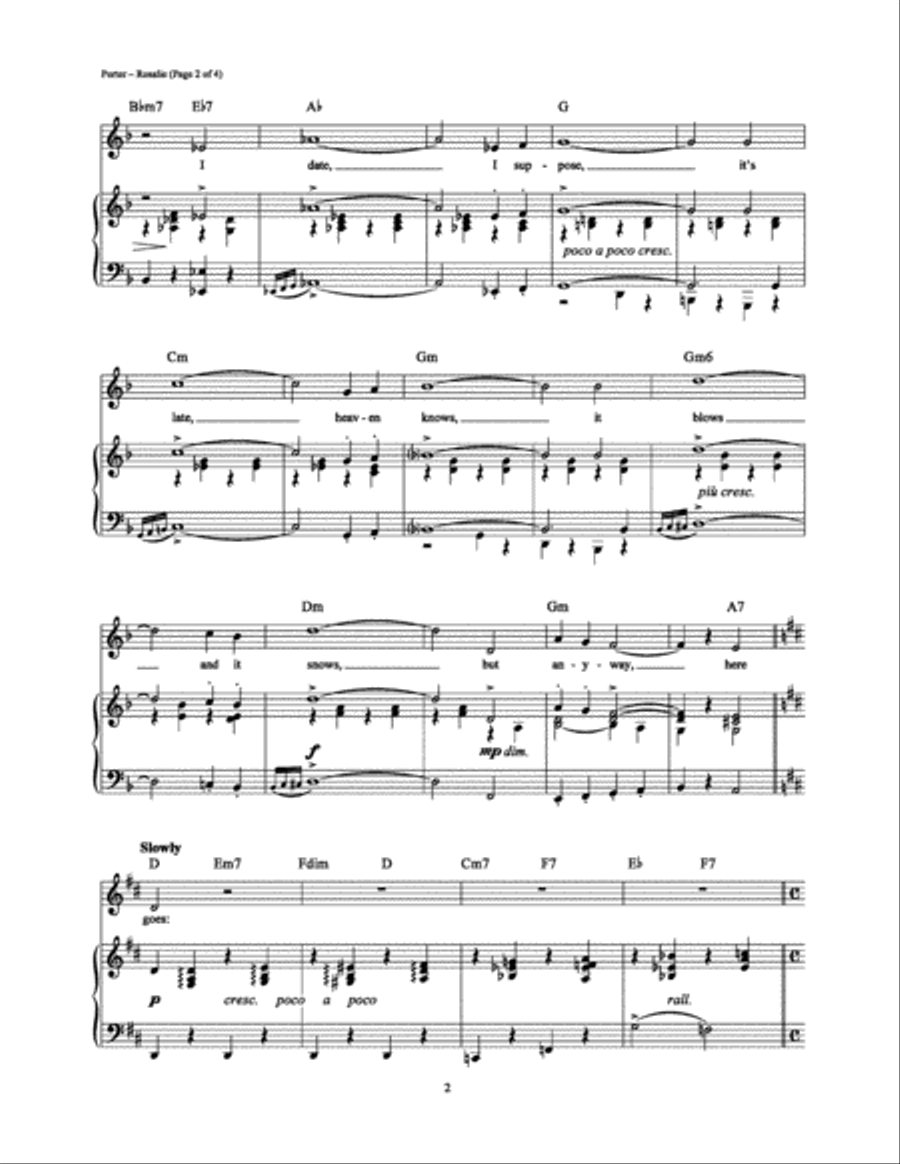 Rosalie Rosalie Piano, Vocal, Guitar scores gallery preview page 2