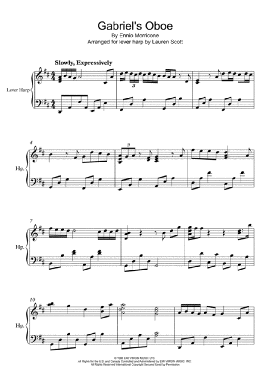 Gabriel's Oboe Harp scores gallery preview page 1