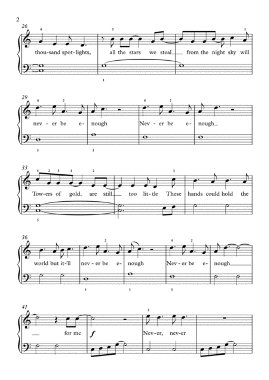 Never Enough Easy Piano scores gallery preview page 2