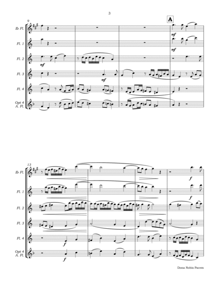 Dona Nobis Pacem A57 for Flute Quartet (4C; Opt Eb, A) image number null