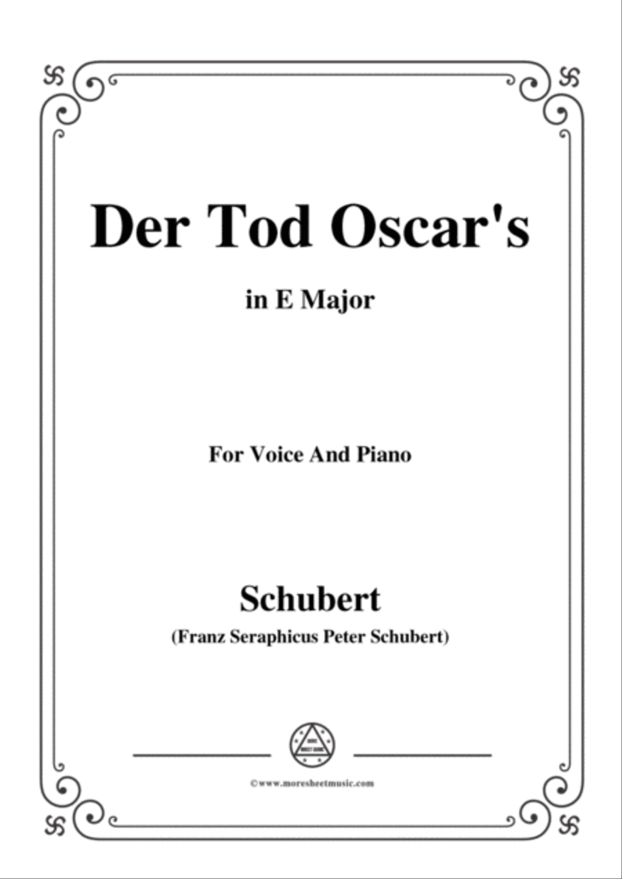 Schubert-Der Tod Oscar's,in E Major,for Voice&Piano Voice scores gallery preview page 1