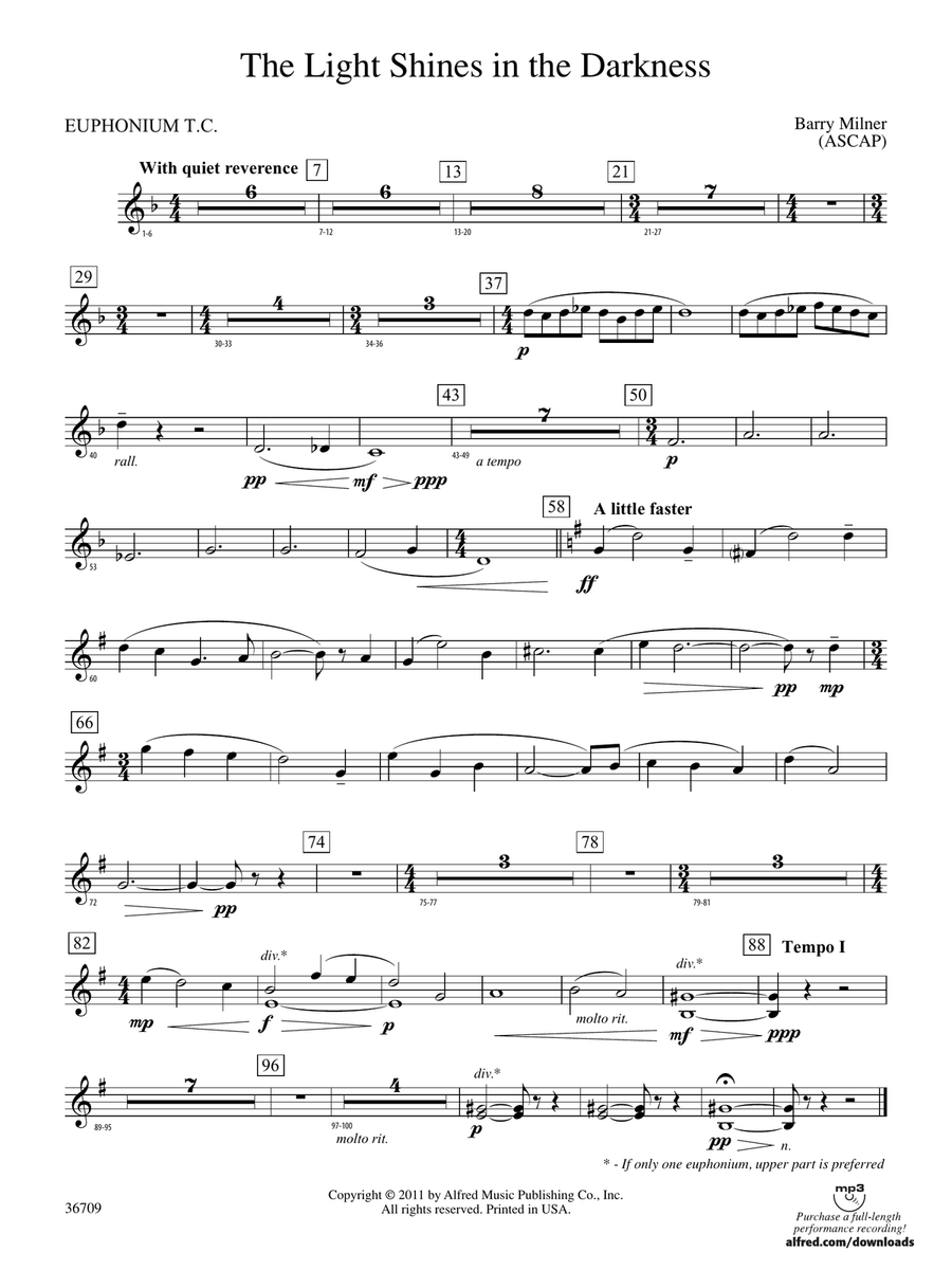 The Light Shines in the Darkness: (World Part) Baritone T.C.