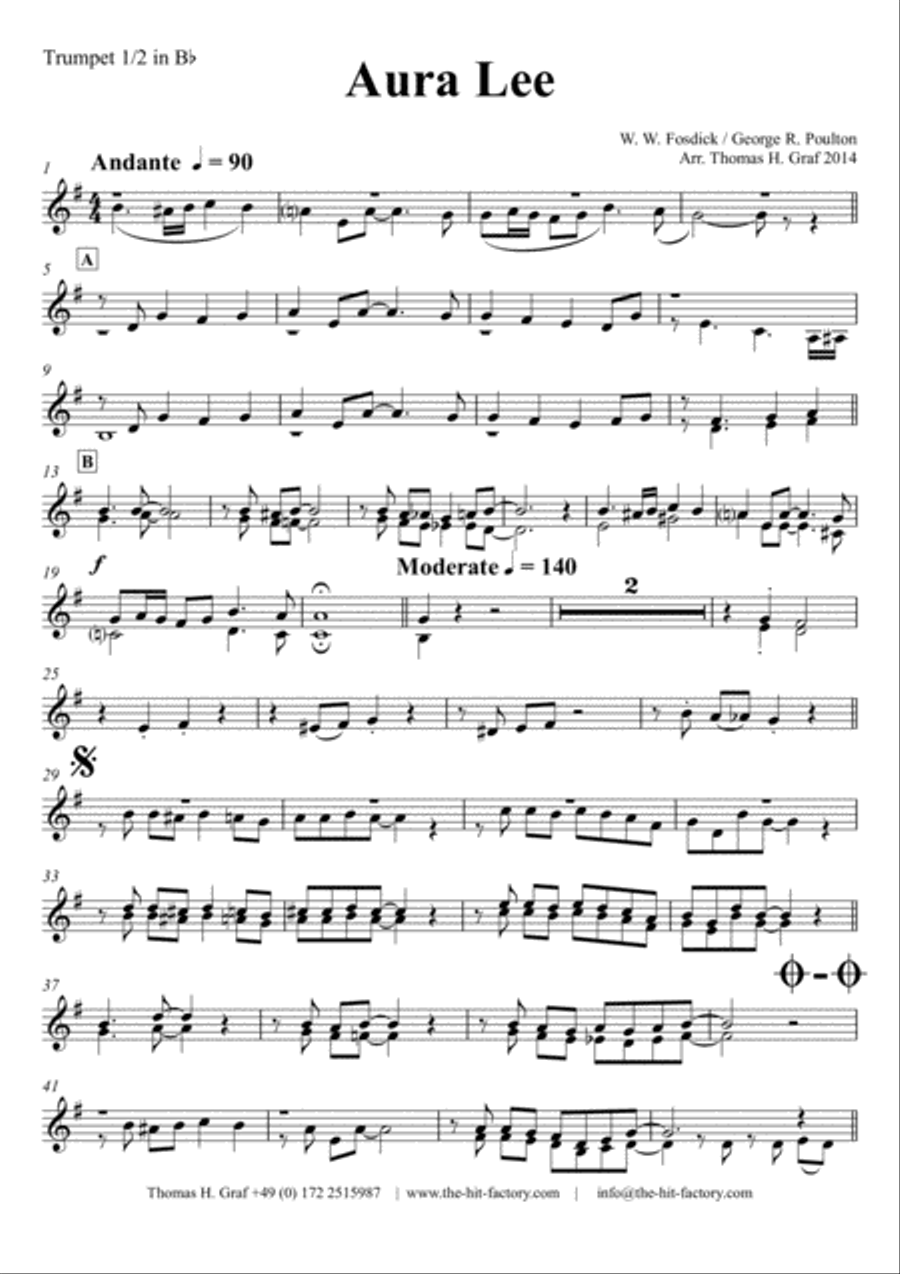 Aura Lee - Love me tender - Elvis - Brass choir Euphonium scores gallery preview page 4