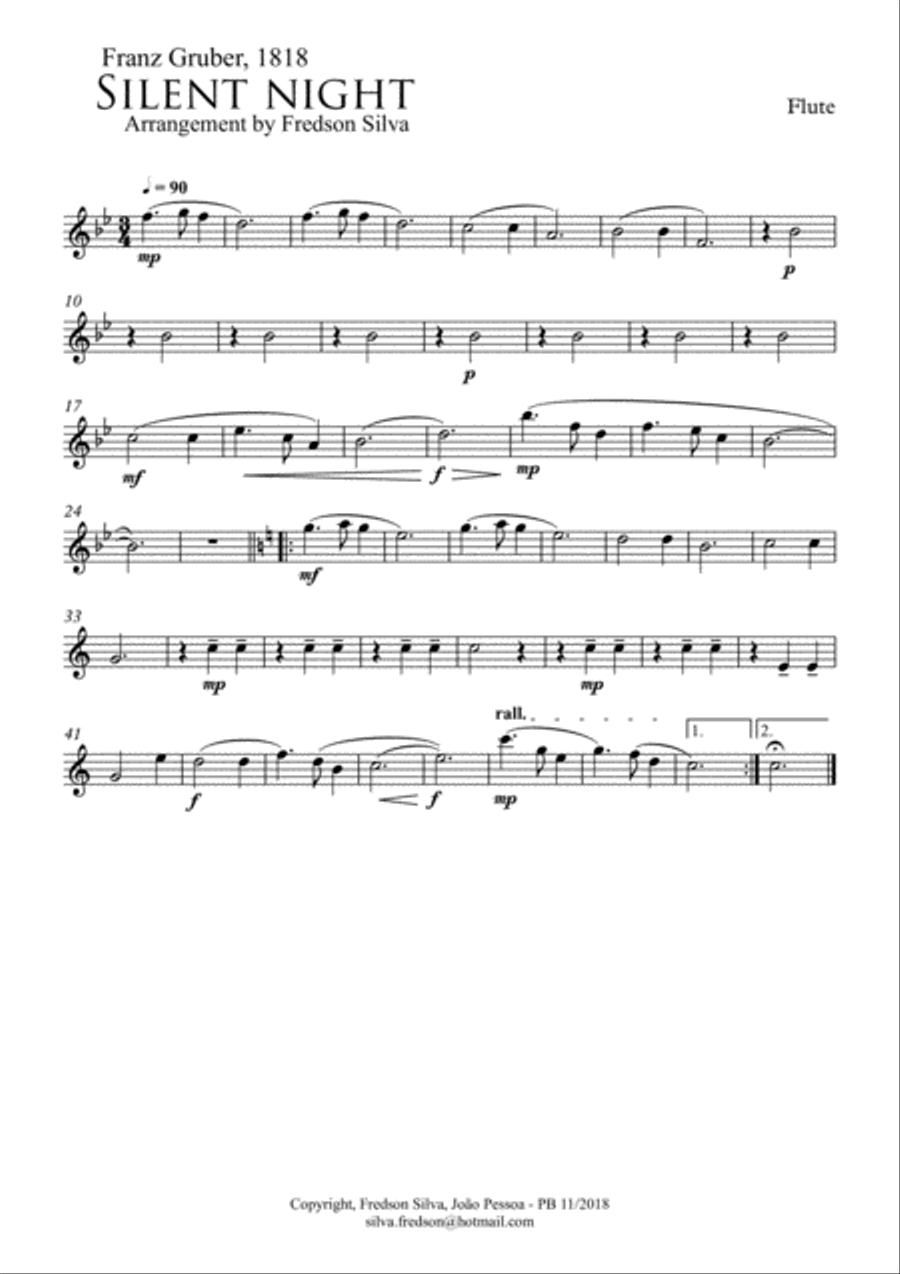 Silent Night for Wind Quartet Woodwind Quartet scores gallery preview page 4